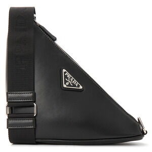 Prada black leather triangle shoulder bag
